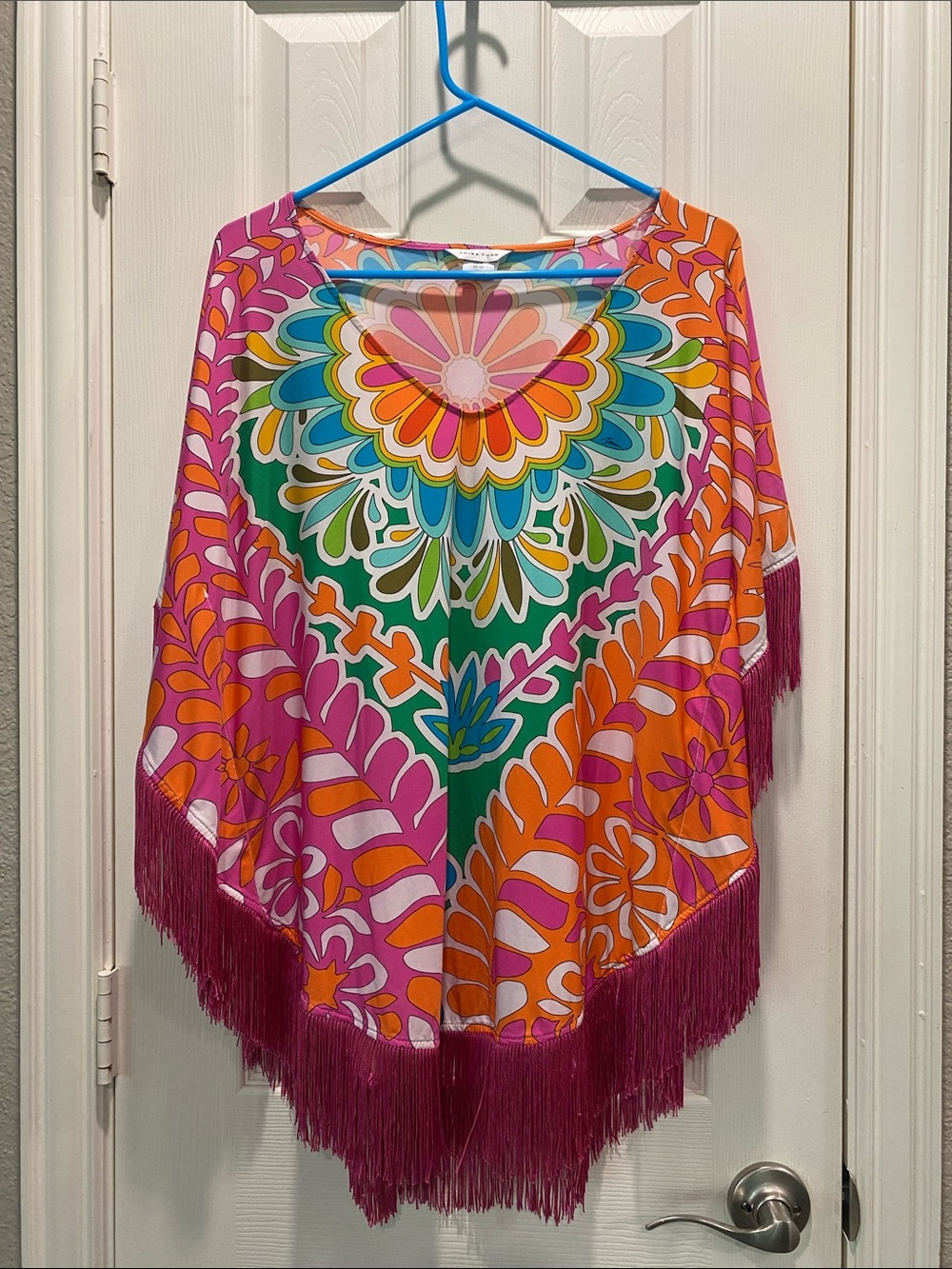 Trina Turk Multicolor Floral Fringe Tunic/Swim Coverup